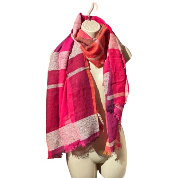 INC International Concepts INC Touch Of Shine Plaid Wrap Scarf, Pink, OS - Picture 3 of 10